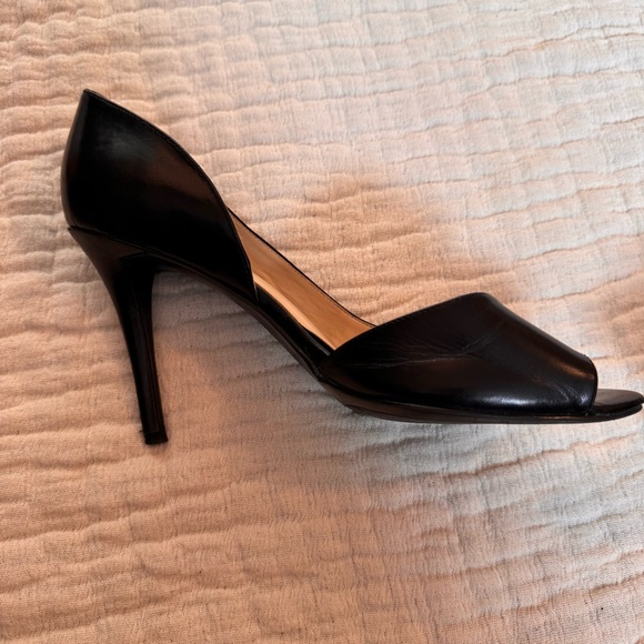 Nine West Classic Leather Black Peep-Toe Heels Women’s Size 9 - Picture 7 of 10